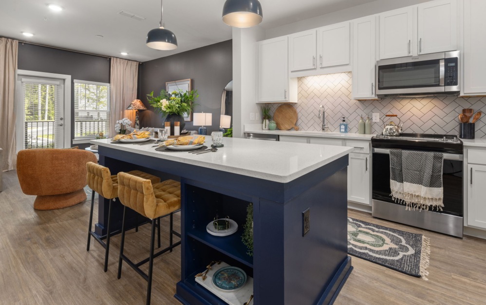 B1 - 2 bedroom floorplan layout with 2 bathrooms and 1165 square feet (Gourmet Designer Kitchen)