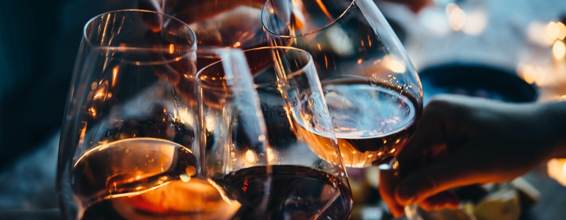a group of wine glasses